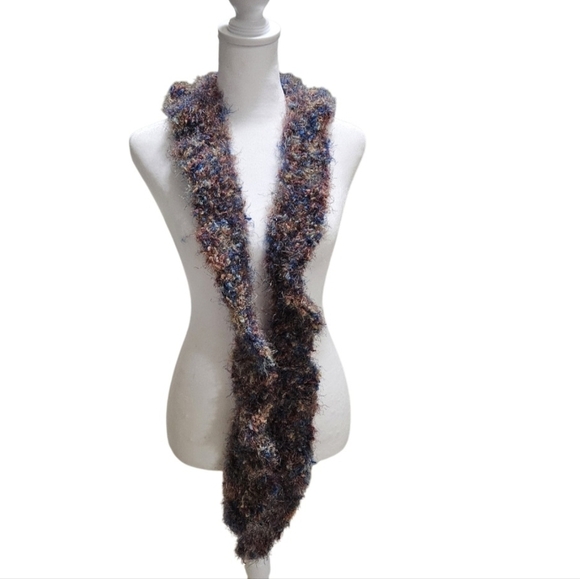 Hand Crafted 2pc set Scarf & winter hat Nylon Fuzzy Multicolor Handmade Crochet - Picture 7 of 17